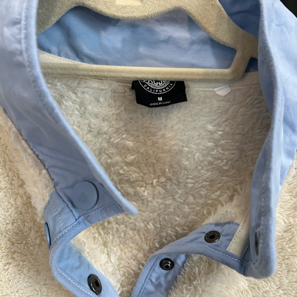PacSun Cream and Light Blue Fuzzy Sweatshirt Women’s M - Picture 2 of 3
